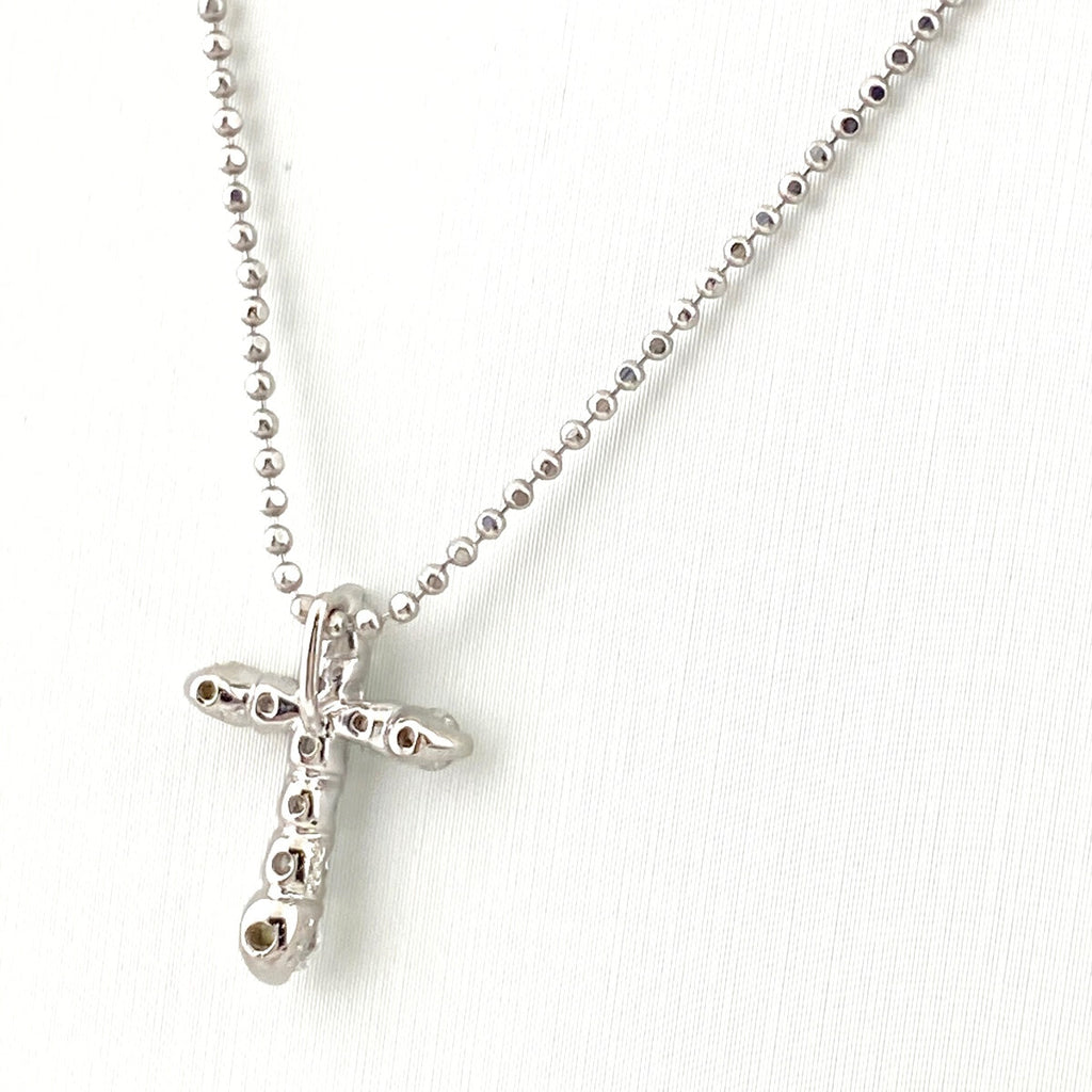 クロスモチーフ デザインネックレス プラチナ ペンダント 十字架 メレダイヤ ネックレス Pt900 Pt850 ダイヤモンド レディース 【中古】nbjwl