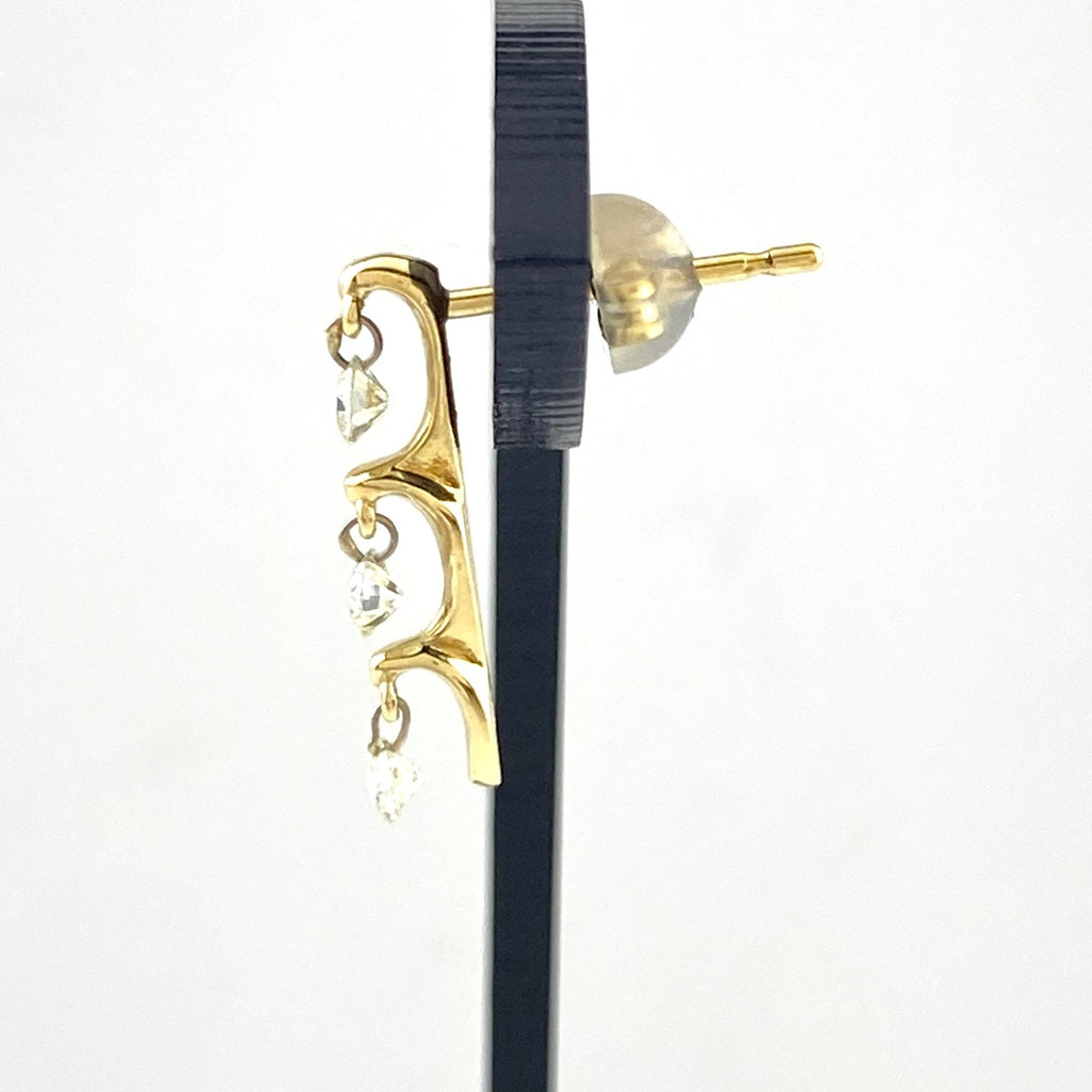 メレダイヤ デザインピアス YG イエローゴールド ピアス K18 ダイヤモンド レディース 【中古】nbjwl