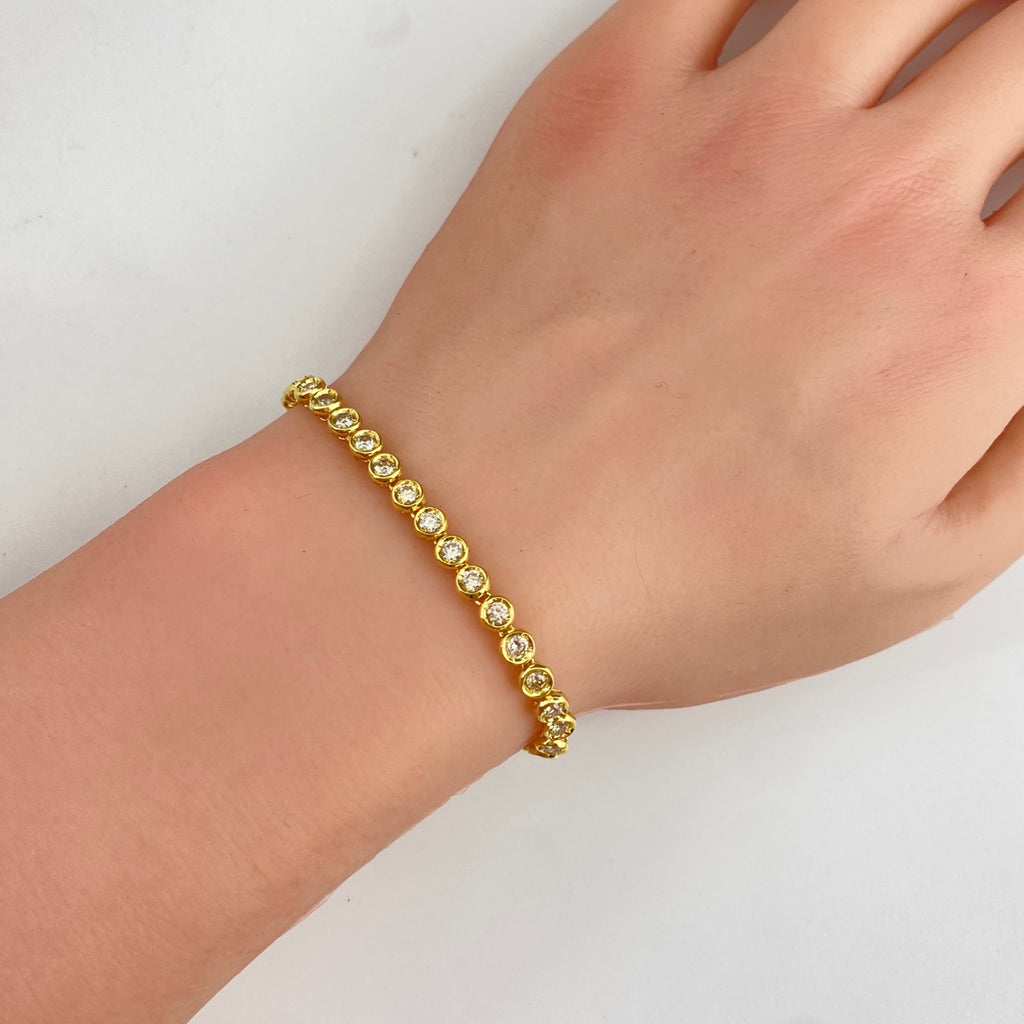 メレダイヤ デザインブレスレット YG イエローゴールド 腕輪 ブレスレット K18 ダイヤモンド レディース 【中古】nbjwl