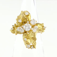 岩倉康二 メレダイヤ デザインリング YG イエローゴールド 指輪 リング 12.5号 K18 ダイヤモンド レディース 【中古】brjwl