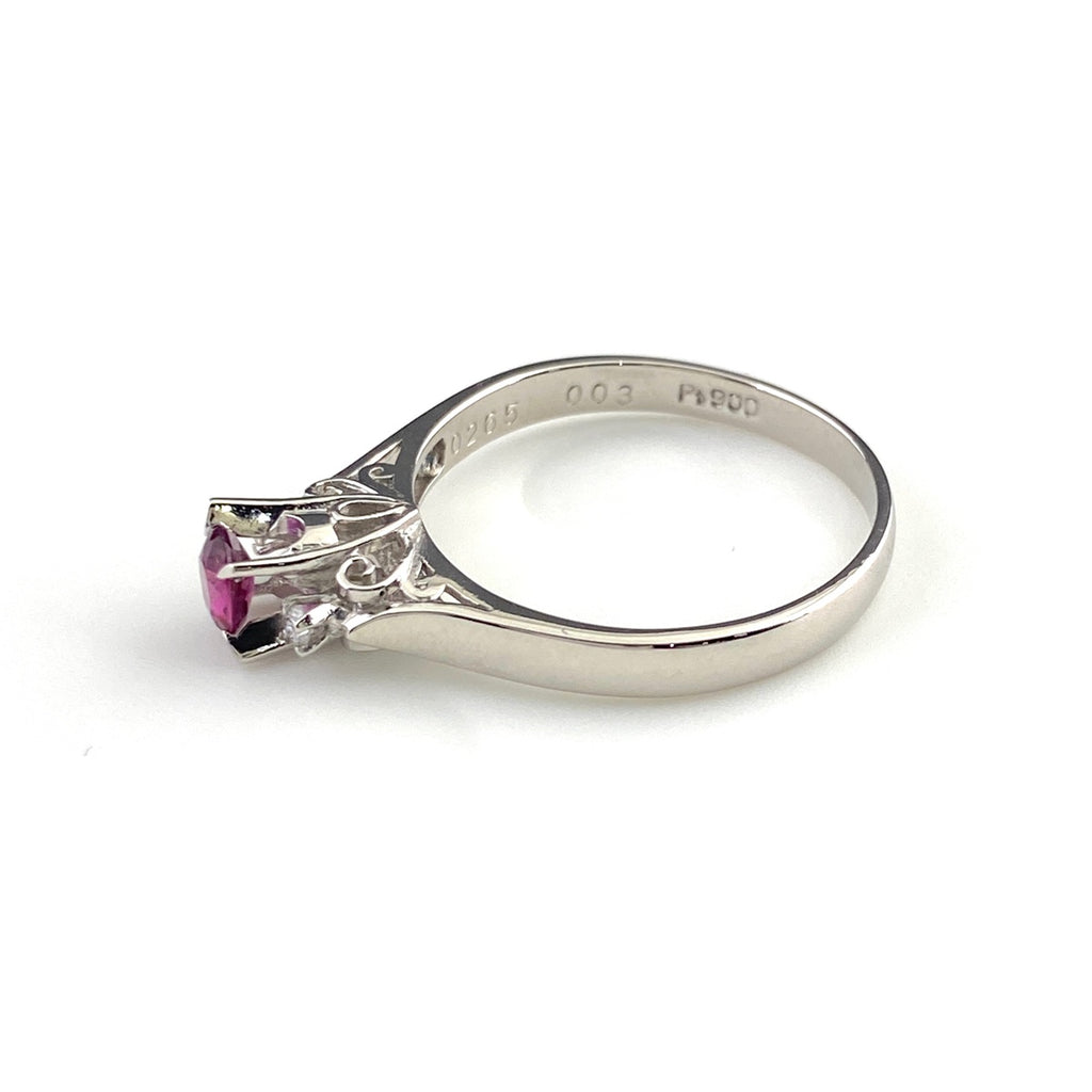 ルビー デザインリング プラチナ 指輪 メレダイヤ リング 13.5号 Pt900 ルビー ダイヤモンド レディース 【中古】nbjwl