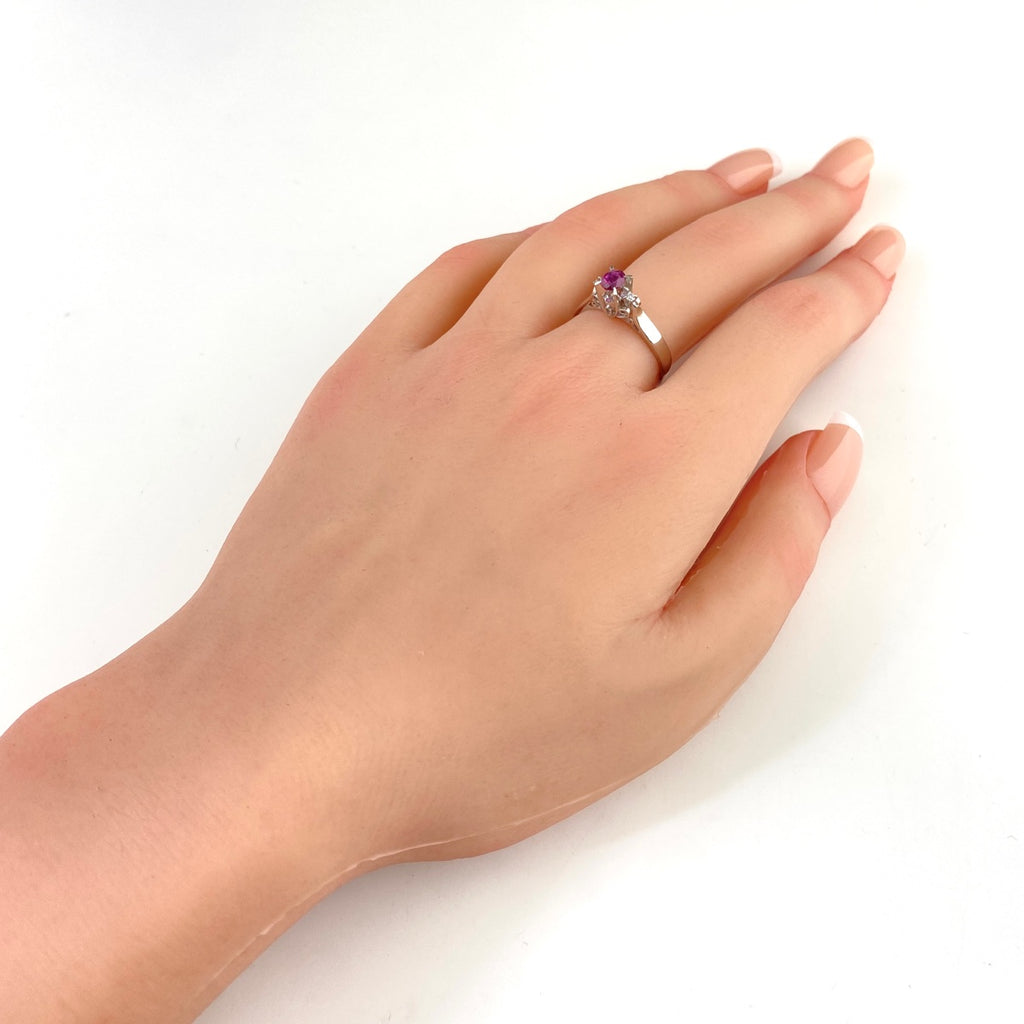 ルビー デザインリング プラチナ 指輪 メレダイヤ リング 13.5号 Pt900 ルビー ダイヤモンド レディース 【中古】nbjwl