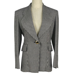 クリスチャンディオール ロゴ テーラードジャケット 市松模様 アウター テーラードジャケット 絹 毛 ブラック ホワイト レディース 【中古】brapp