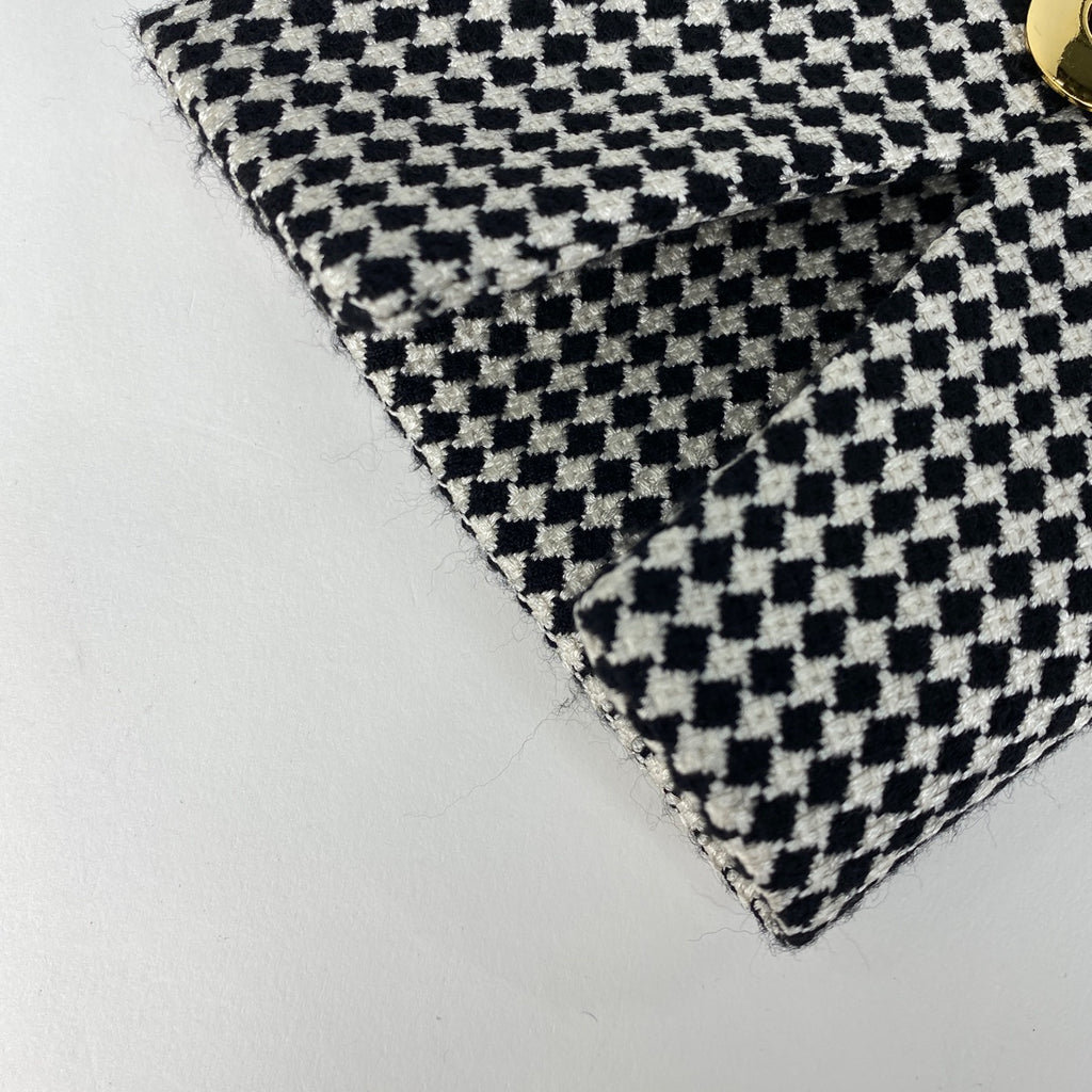 クリスチャンディオール ロゴ テーラードジャケット 市松模様 アウター テーラードジャケット 絹 毛 ブラック ホワイト レディース 【中古】brapp