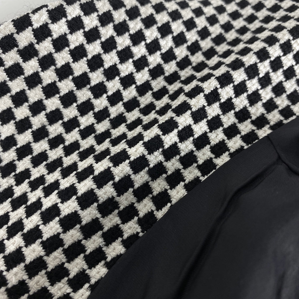クリスチャンディオール ロゴ テーラードジャケット 市松模様 アウター テーラードジャケット 絹 毛 ブラック ホワイト レディース 【中古】brapp