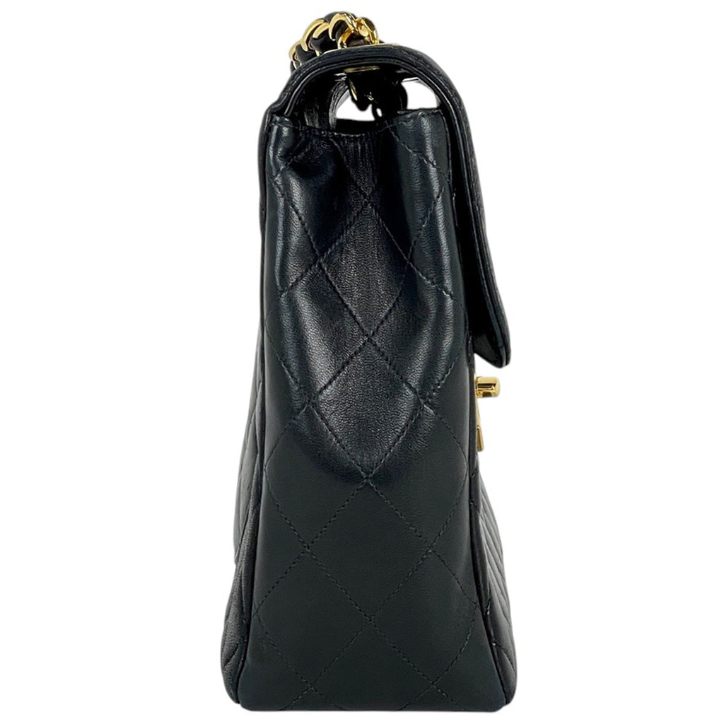 シャネル デカ マトラッセ シングルフラップ チェーン ショルダーバッグ ココマーク ショルダーバッグ レザー ブラック レディース 【中古】brbag