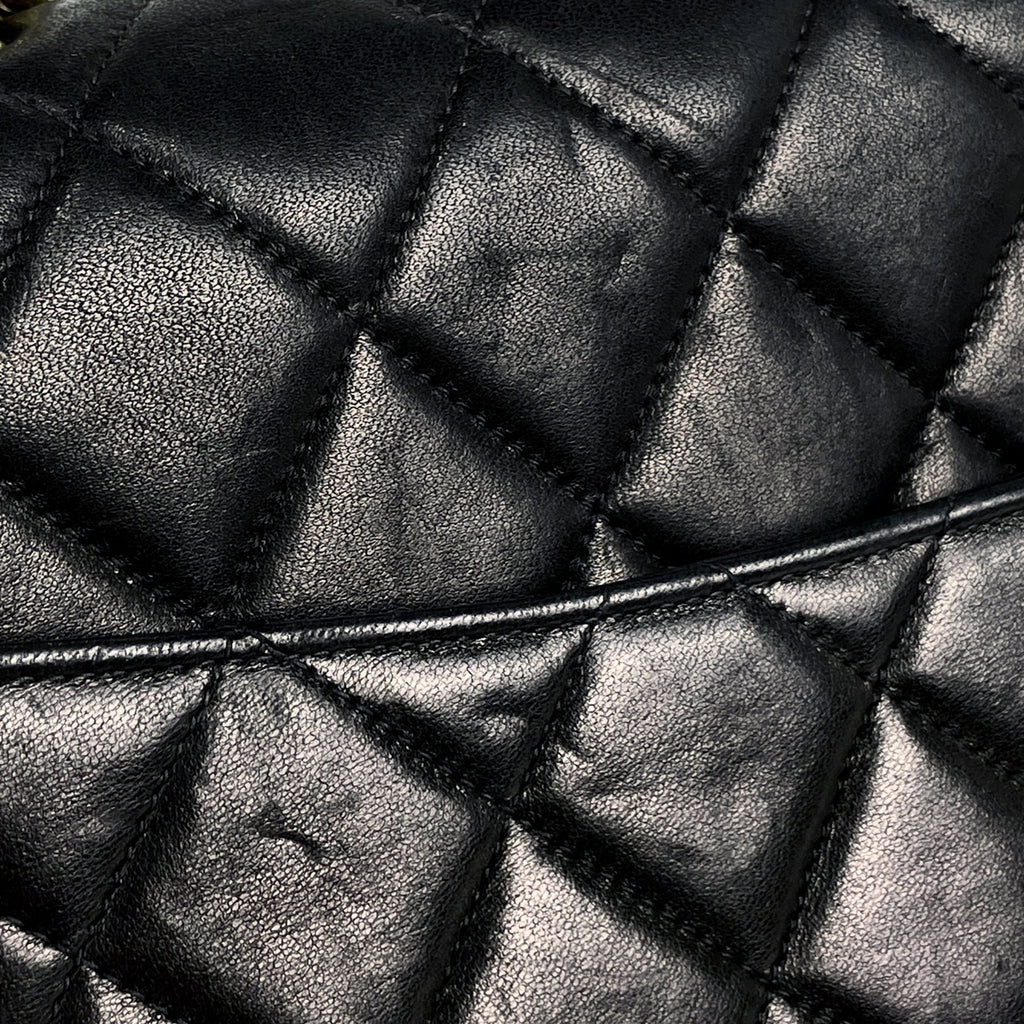 シャネル デカ マトラッセ シングルフラップ チェーン ショルダーバッグ ココマーク ショルダーバッグ レザー ブラック レディース 【中古】brbag