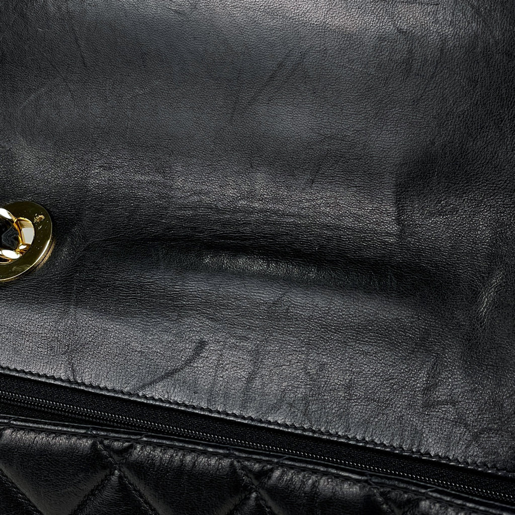 シャネル デカ マトラッセ シングルフラップ チェーン ショルダーバッグ ココマーク ショルダーバッグ レザー ブラック レディース 【中古】brbag