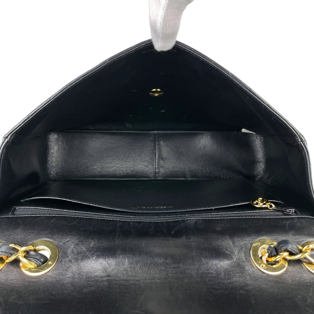 シャネル デカ マトラッセ シングルフラップ チェーン ショルダーバッグ ココマーク ショルダーバッグ レザー ブラック レディース 【中古】brbag