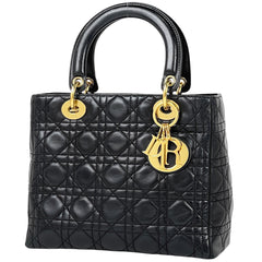 クリスチャンディオール レディディオール カナージュ ハンドバッグ レザー ブラック レディース 【中古】brbag