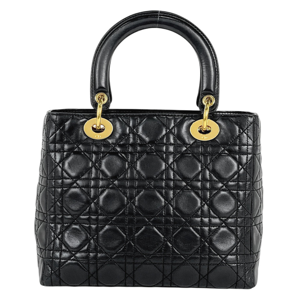 クリスチャンディオール レディディオール カナージュ ハンドバッグ レザー ブラック レディース 【中古】brbag