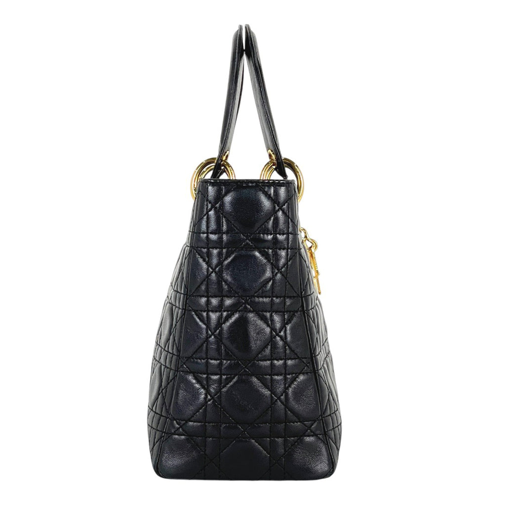 クリスチャンディオール レディディオール カナージュ ハンドバッグ レザー ブラック レディース 【中古】brbag