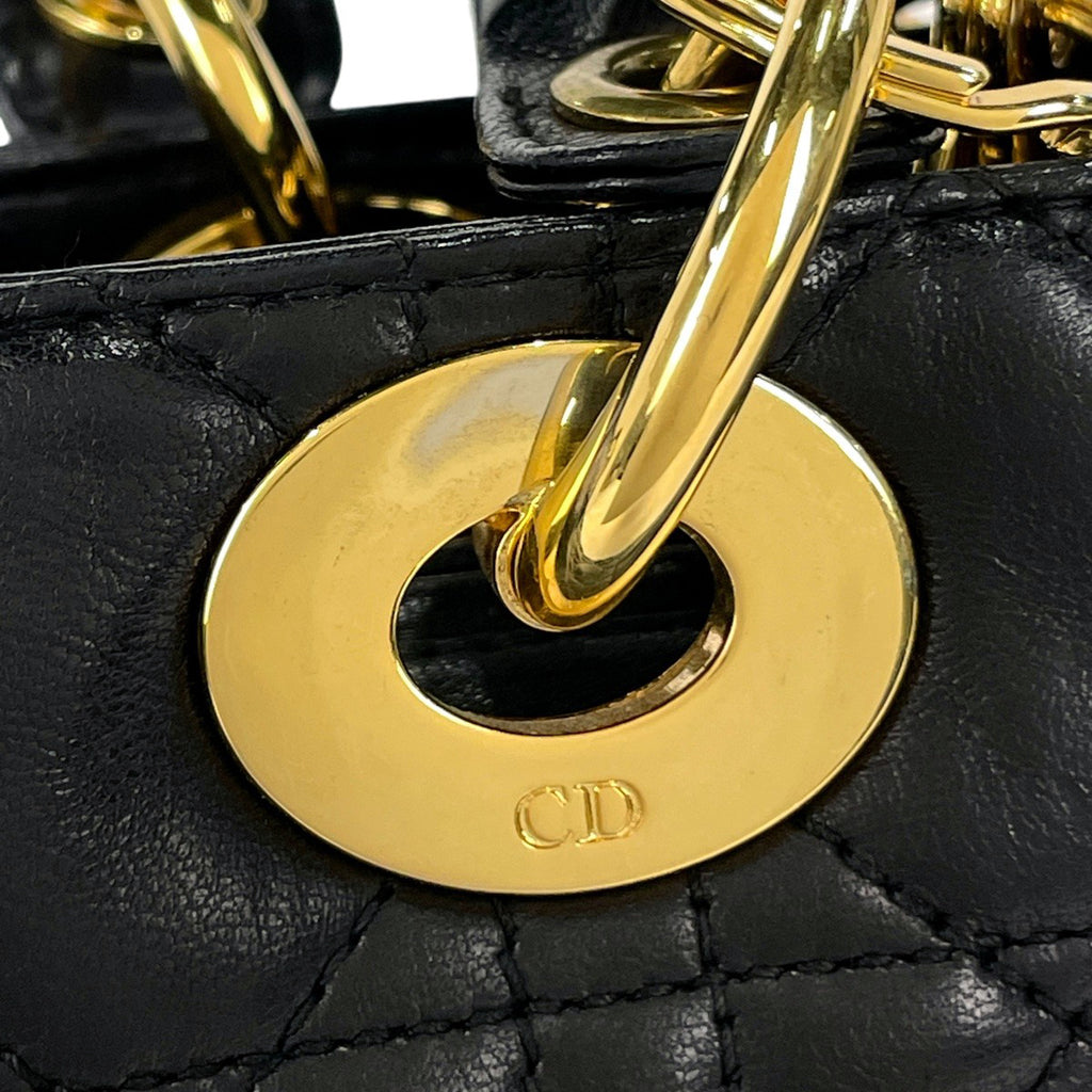 クリスチャンディオール レディディオール カナージュ ハンドバッグ レザー ブラック レディース 【中古】brbag