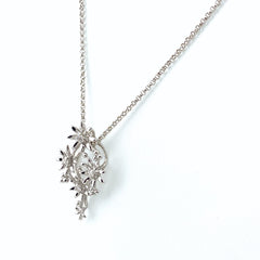 タサキ フラワーモチーフ デザインネックレス WG ホワイトゴールド ペンダント 花 メレダイヤ ネックレス K18 WG ダイヤモンド レディース 【中古】brjwl