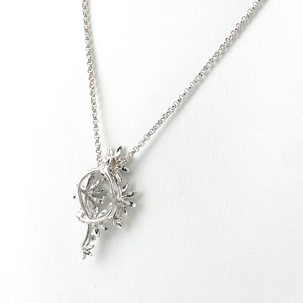 タサキ フラワーモチーフ デザインネックレス WG ホワイトゴールド ペンダント 花 メレダイヤ ネックレス K18 WG ダイヤモンド レディース 【中古】brjwl