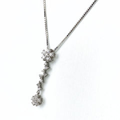 フラワーモチーフ デザインネックレス WG ホワイトゴールド ペンダント 花 ネックレス K18 WG ダイヤモンド レディース 【中古】nbjwl