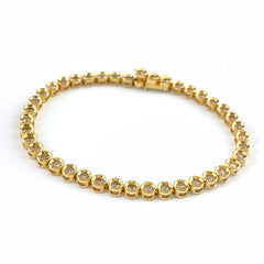 メレダイヤ デザインブレスレット YG イエローゴールド ブレスレット K18 ダイヤモンド レディース 【中古】nbjwl