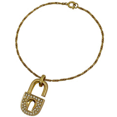 クリスチャンディオール 南京錠モチーフ ブレスレット ロゴ ラインストーン 腕輪 ブレスレット GP ゴールド レディース 【中古】bracc