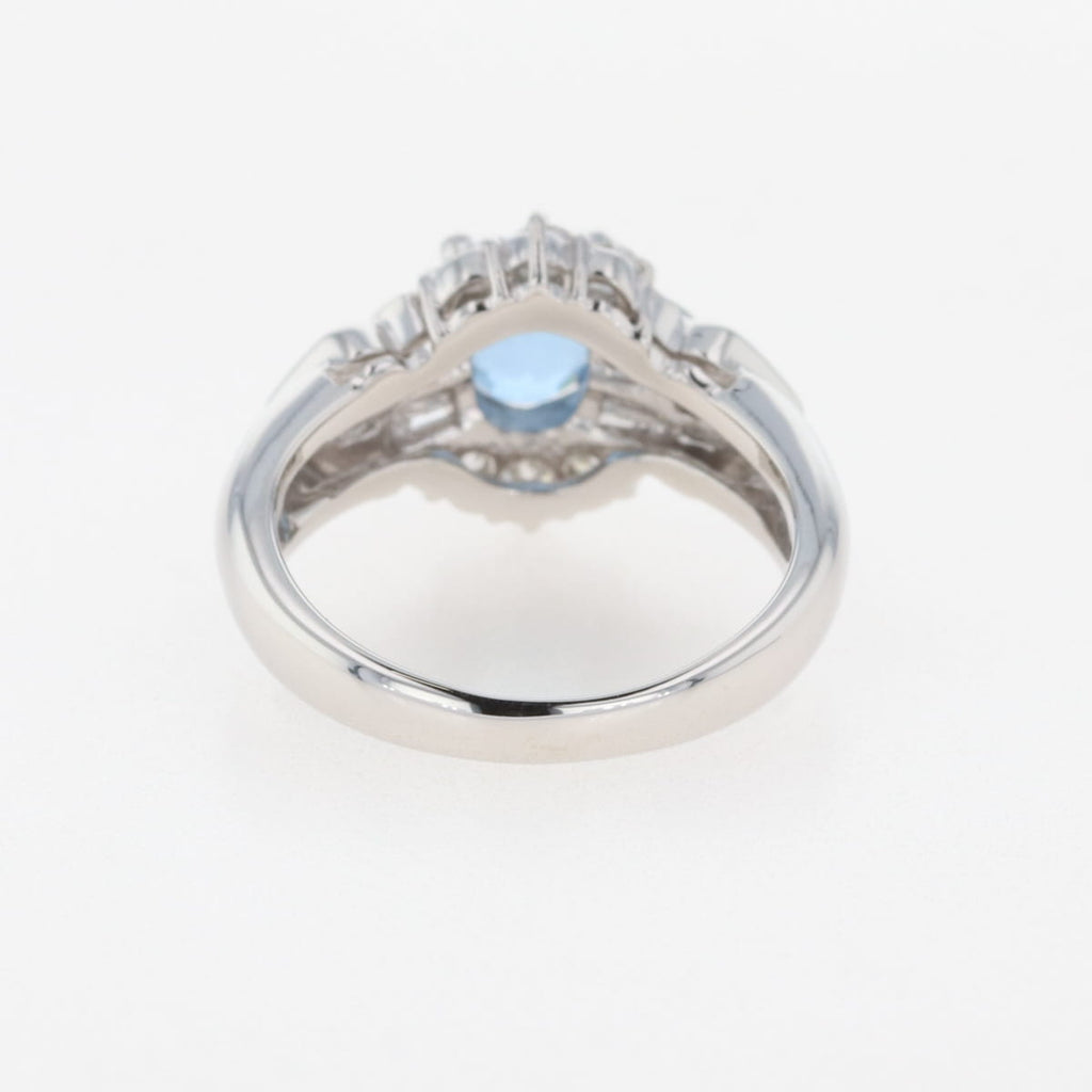 アクアマリン デザインリング プラチナ 指輪 メレダイヤ リング 8号 Pt900 アクアマリン ダイヤモンド レディース 【中古】nbjwl