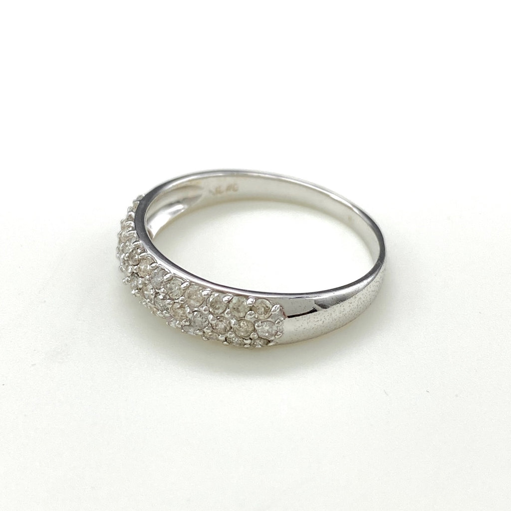 メレダイヤ デザインリング WG ホワイトゴールド 指輪 リング 14.5号 K18 WG ダイヤモンド レディース 【中古】nbjwl