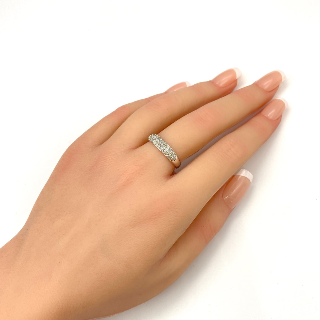 メレダイヤ デザインリング WG ホワイトゴールド 指輪 リング 14.5号 K18 WG ダイヤモンド レディース 【中古】nbjwl