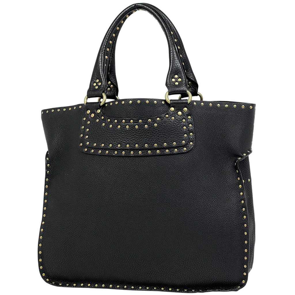 セリーヌ ロゴ トートバッグ スタッズ ショルダーバッグ トートバッグ レザー ブラック レディース 【中古】brbag