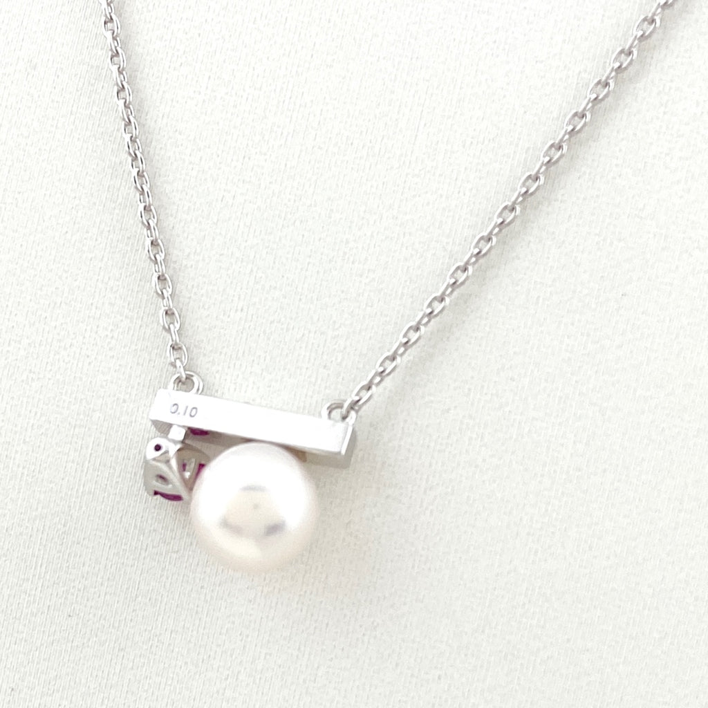 タサキ プチバランスクラス ネックレス WG ホワイトゴールド ペンダント パール 真珠 ネックレス 750 レッドベリル パール レディース 【中古】brjwl