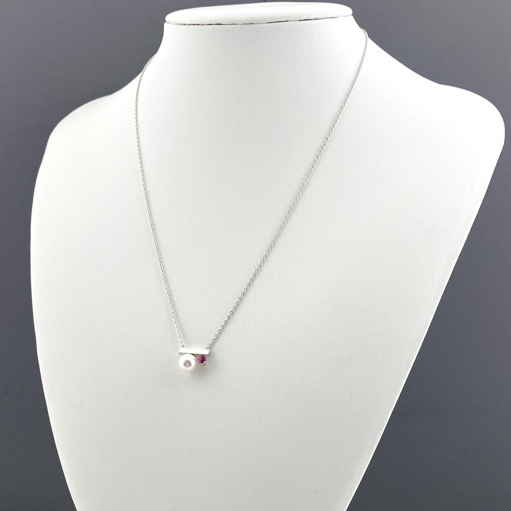 タサキ プチバランスクラス ネックレス WG ホワイトゴールド ペンダント パール 真珠 ネックレス 750 レッドベリル パール レディース 【中古】brjwl