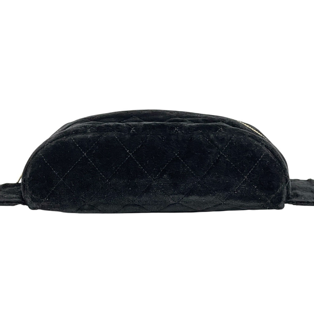 シャネル ココマーク チェーン ベルト ウエストバッグ ボディバッグ ウエストポーチ ボディバッグ ベルベット ブラック レディース 【中古】brbag