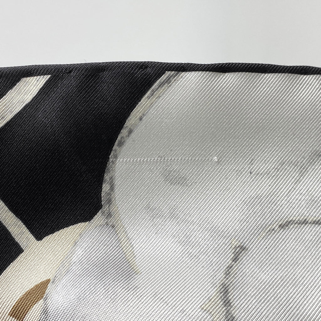 エルメス カメリア スカーフ ココマーク スカーフ シルク ブラック ホワイト レディース 【中古】brbag