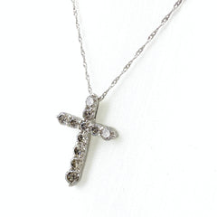 クロスモチーフ デザインネックレス プラチナ ペンダント メレダイヤ ネックレス Pt900 Pt850 ダイヤモンド レディース 【中古】nbjwl