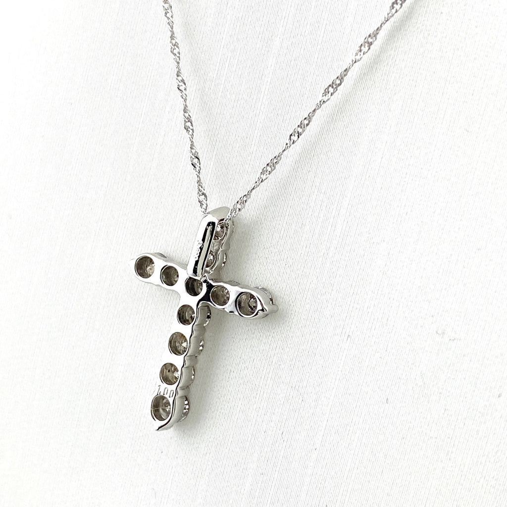 クロスモチーフ デザインネックレス プラチナ ペンダント メレダイヤ ネックレス Pt900 Pt850 ダイヤモンド レディース 【中古】nbjwl