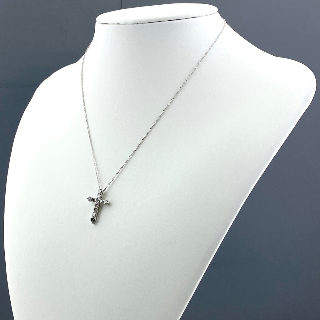 クロスモチーフ デザインネックレス プラチナ ペンダント メレダイヤ ネックレス Pt900 Pt850 ダイヤモンド レディース 【中古】nbjwl