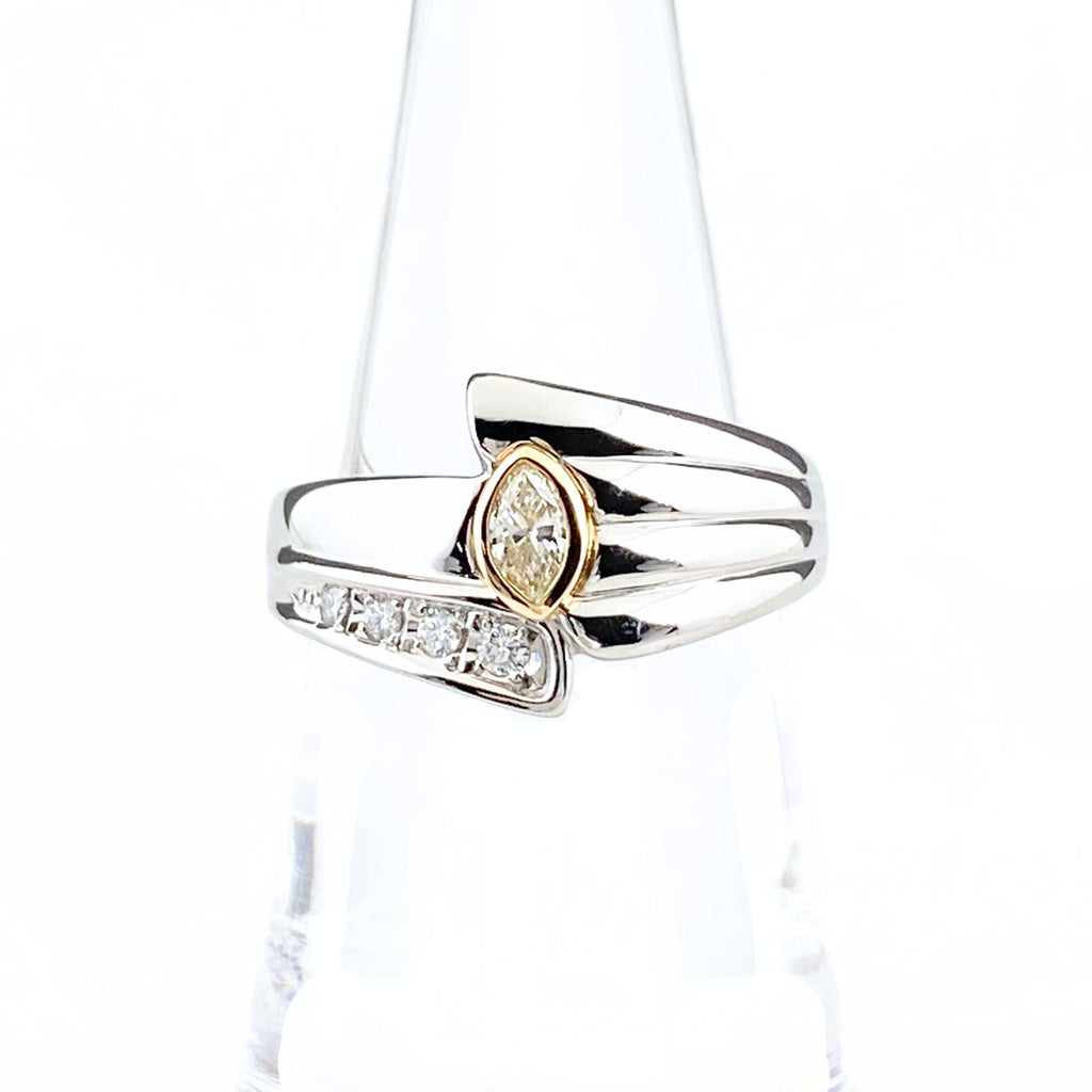 ポーラ メレダイヤ デザインリング プラチナ YG イエローゴールド 指輪 リング 13.5号 Pt900 750 ダイヤモンド レディース 【中古】brjwl