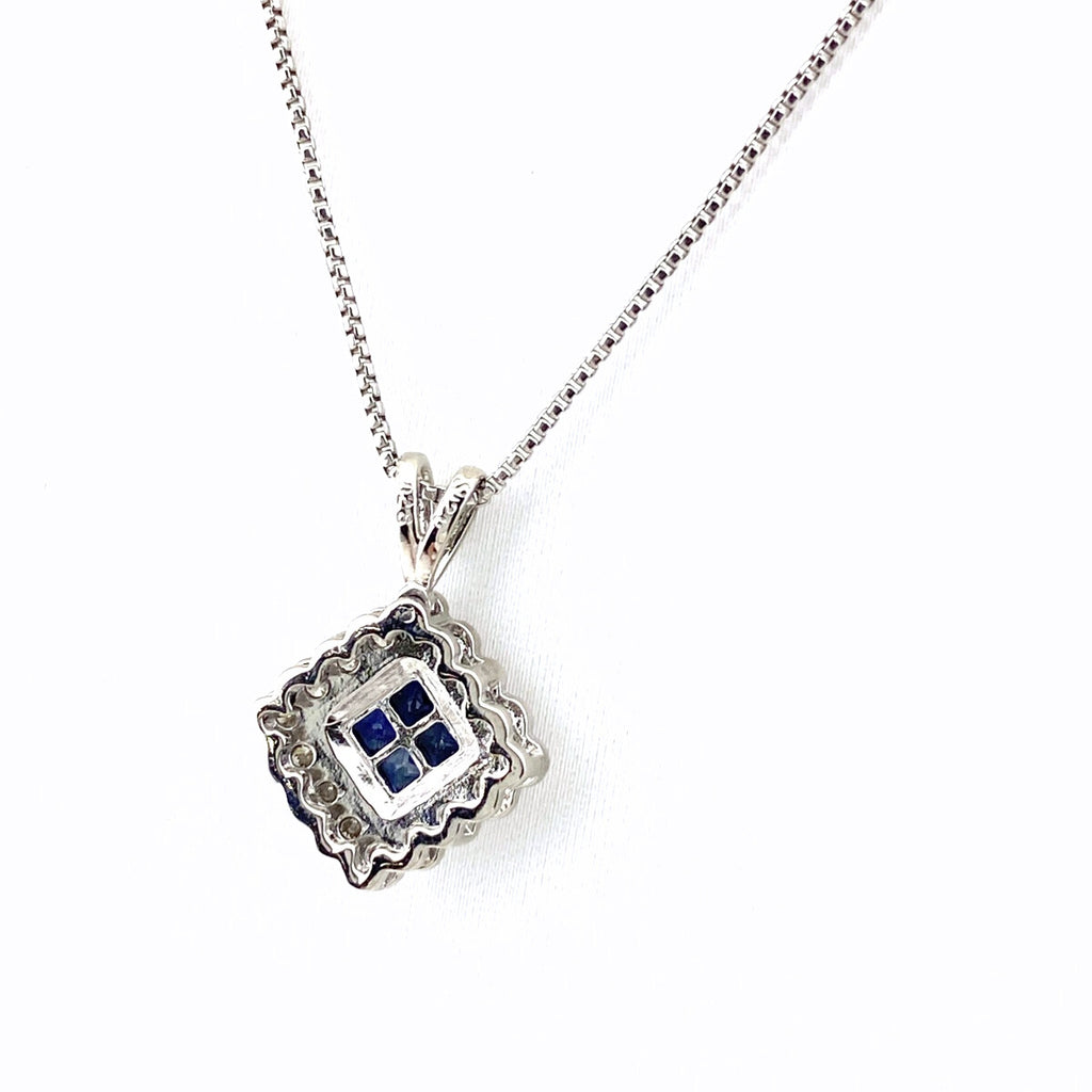 サファイア デザインネックレス プラチナ メレダイヤ ペンダント ネックレス Pt900 Pt850 サファイア レディース 【中古】nbjwl