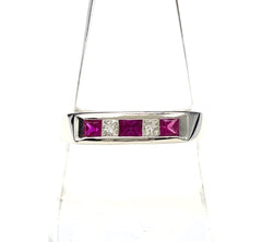 ルビー デザインリング プラチナ 指輪 メレダイヤ リング 21.5号 Pt900 ルビー ダイヤモンド メンズ 【中古】nbjwl