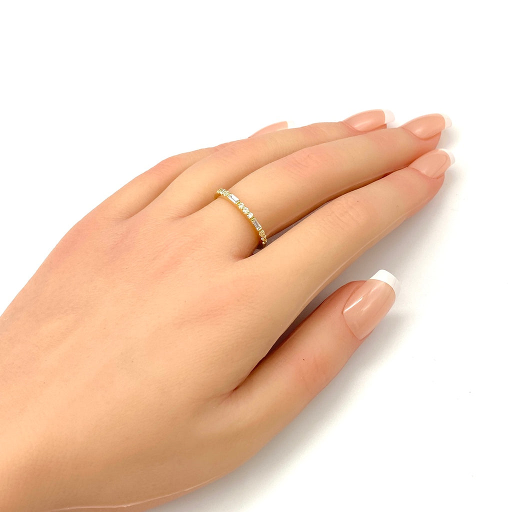 メレダイヤ デザインリング YG イエローゴールド 指輪 リング 13号 K18 ダイヤモンド レディース 【中古】nbjwl