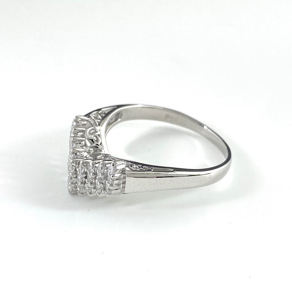 メレダイヤ デザインリング プラチナ 指輪 リング 20号 Pt900 ダイヤモンド メンズ 【中古】nbjwl