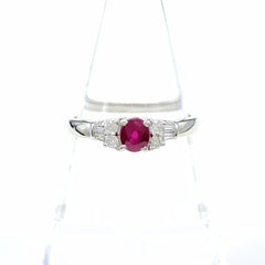 ルビー デザインリング プラチナ 指輪 メレダイヤ リング 17.5号 Pt900 ルビー ダイヤモンド レディース 【中古】nbjwl