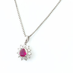 ルビー デザインネックレス プラチナ ペンダント メレダイヤ ネックレス Pt900 Pt850 ルビー レディース 【中古】nbjwl