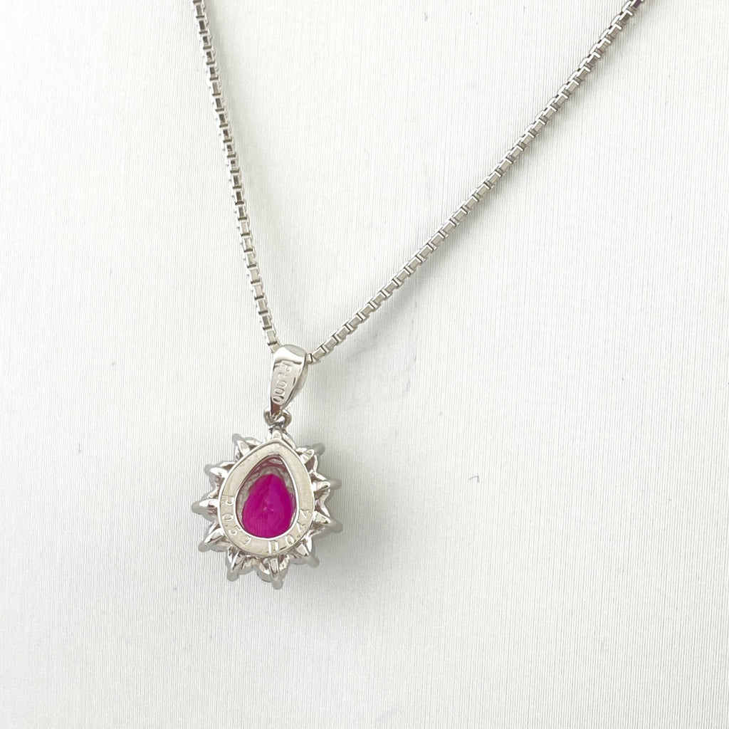 ルビー デザインネックレス プラチナ ペンダント メレダイヤ ネックレス Pt900 Pt850 ルビー レディース 【中古】nbjwl