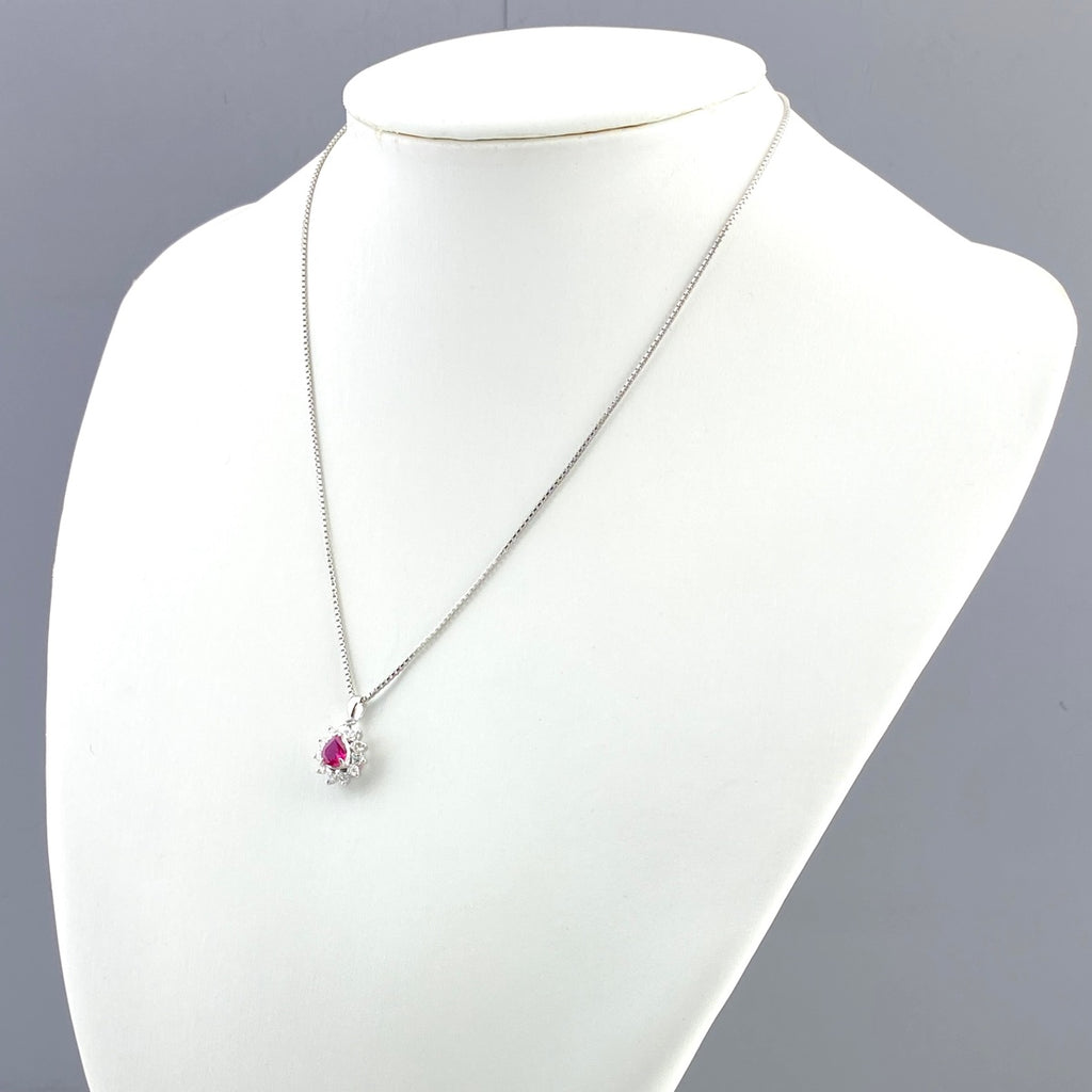 ルビー デザインネックレス プラチナ ペンダント メレダイヤ ネックレス Pt900 Pt850 ルビー レディース 【中古】nbjwl