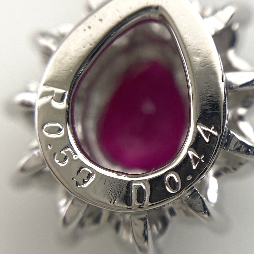 ルビー デザインネックレス プラチナ ペンダント メレダイヤ ネックレス Pt900 Pt850 ルビー レディース 【中古】nbjwl