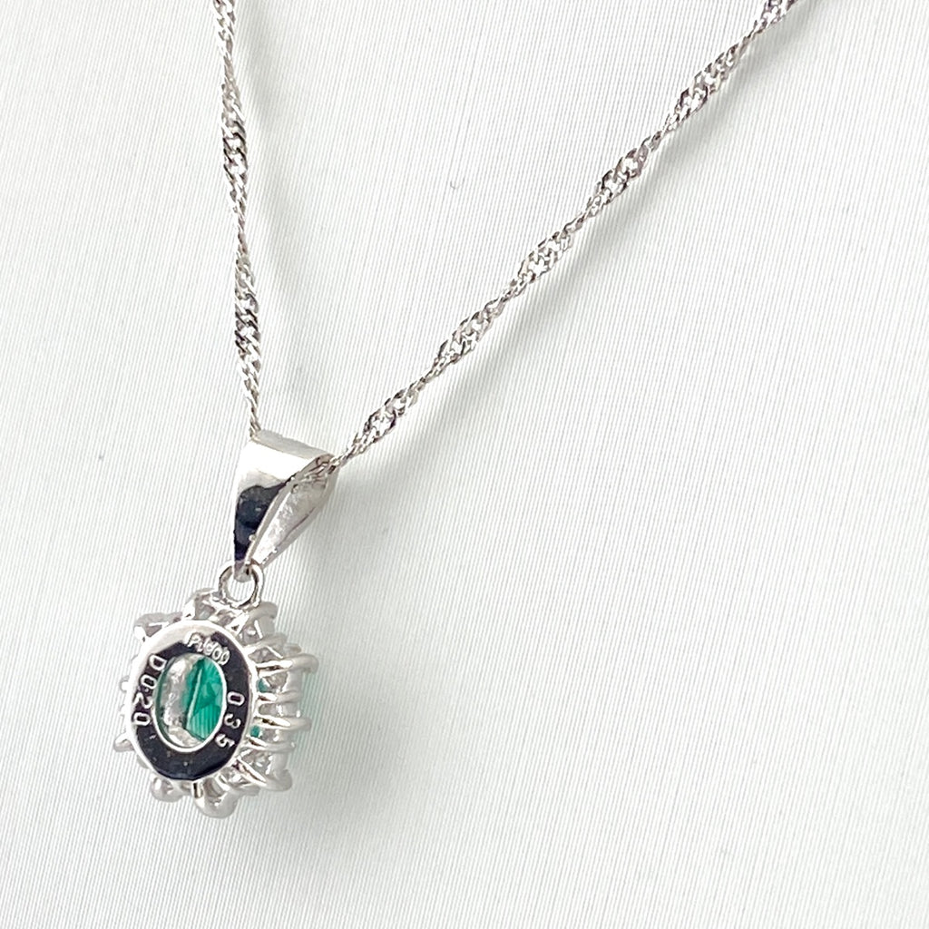 エメラルド デザインネックレス プラチナ ペンダント ネックレス Pt900 Pt850 エメラルド レディース 【中古】nbjwl