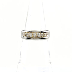 メレダイヤ デザインリング プラチナ YG イエローゴールド 指輪 リング 12号 Pt850 K18 ダイヤモンド レディース 【中古】nbjwl