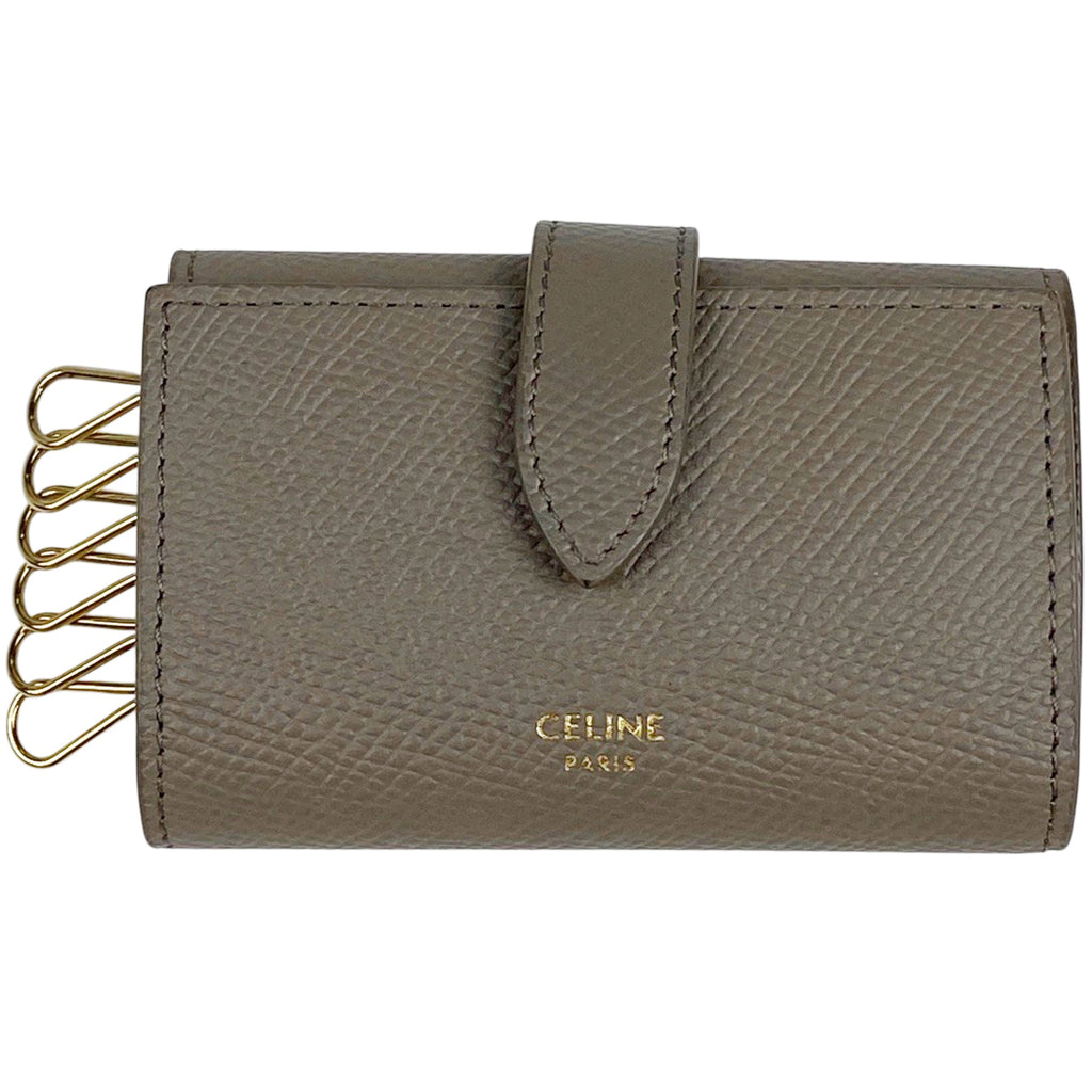 セリーヌ ロゴ 6連 キーケース キーリング 鍵入れ キーケース レザー グレージュ レディース 【中古】brbag