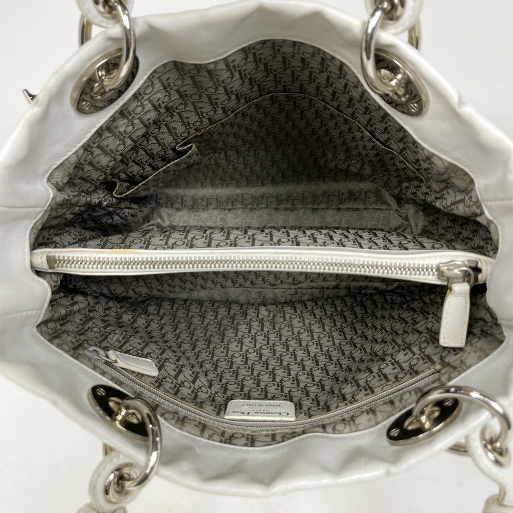クリスチャンディオール カナージュ トートバッグ ハンドバッグ ステッチ トートバッグ レザー ホワイト レディース 【中古】brbag