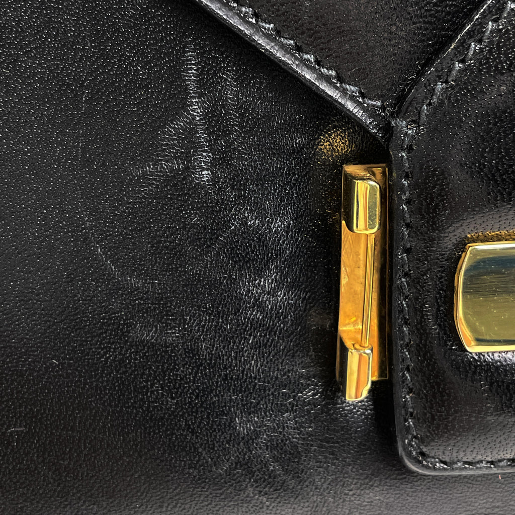 セリーヌ 馬車金具 ショルダーバッグ ワンショルダー ロゴ ショルダーバッグ レザー ブラック レディース 【中古】brbag
