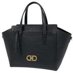 サルヴァトーレフェラガモ ダブルガンチーニ ハンドバッグ 2WAY ショルダーバッグ ハンドバッグ レザー ブラック レディース 【中古】brbag