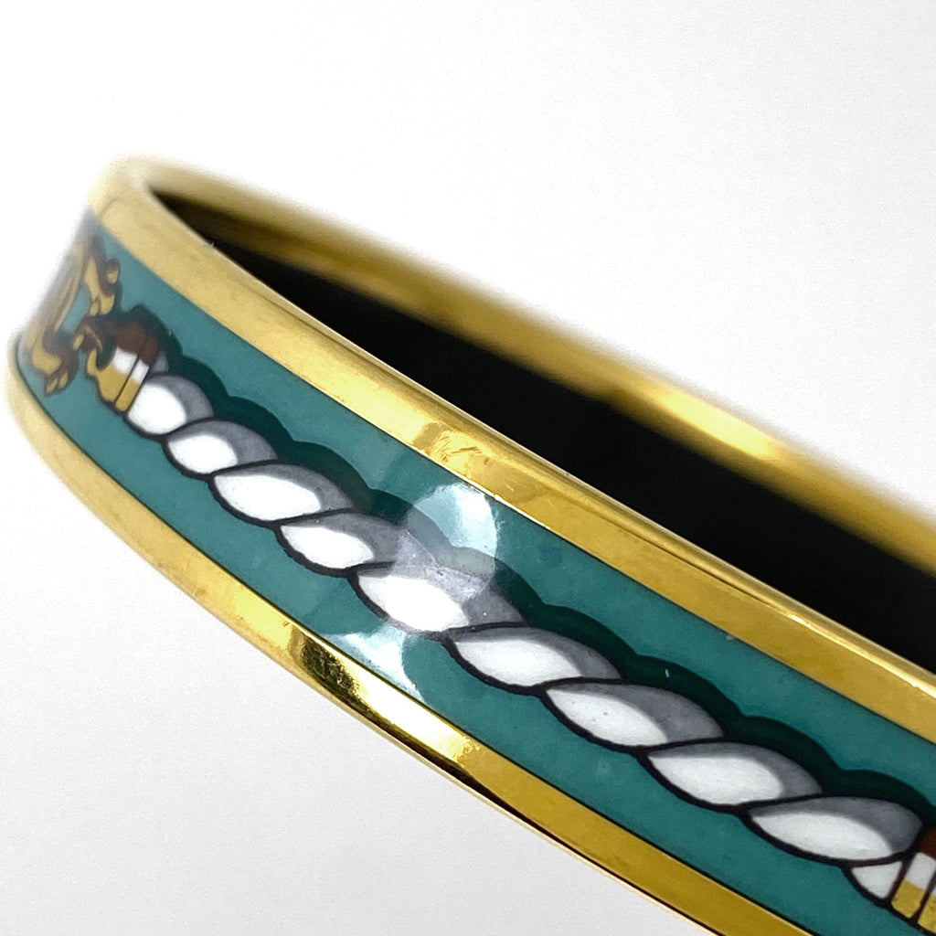 エルメス エマイユ PM 腕輪 七宝焼き バングル GP ゴールド グリーン レディース 【中古】bracc